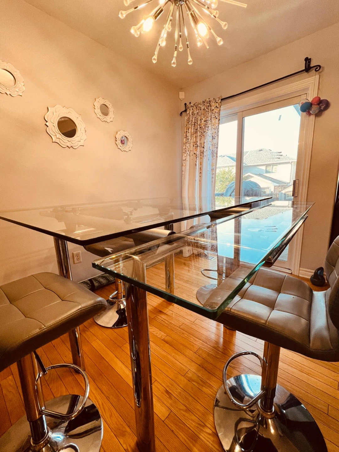 Glass Top Dining Table with Chrome Legs - photo 5