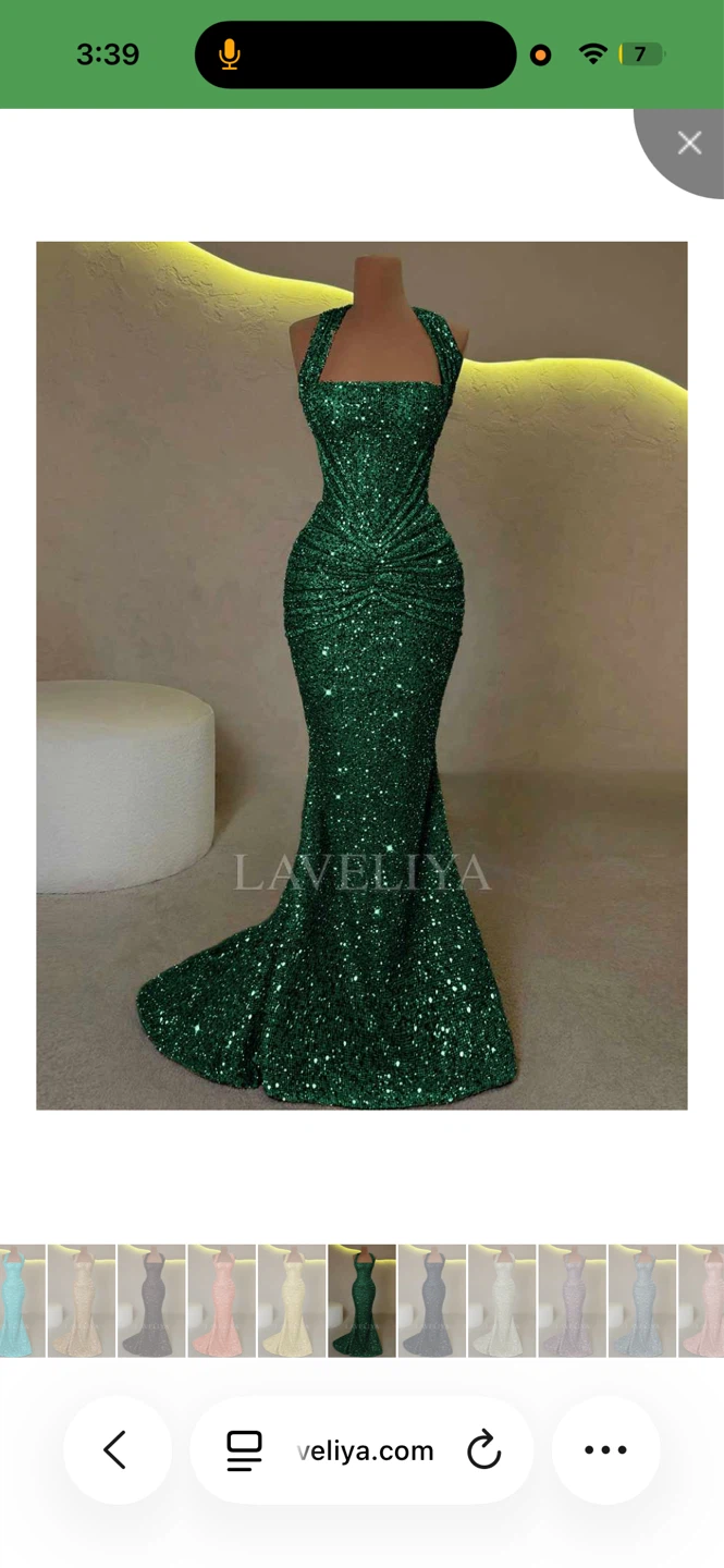 LAVELIYA Emerald Green Sequin Halter Gown - photo 3