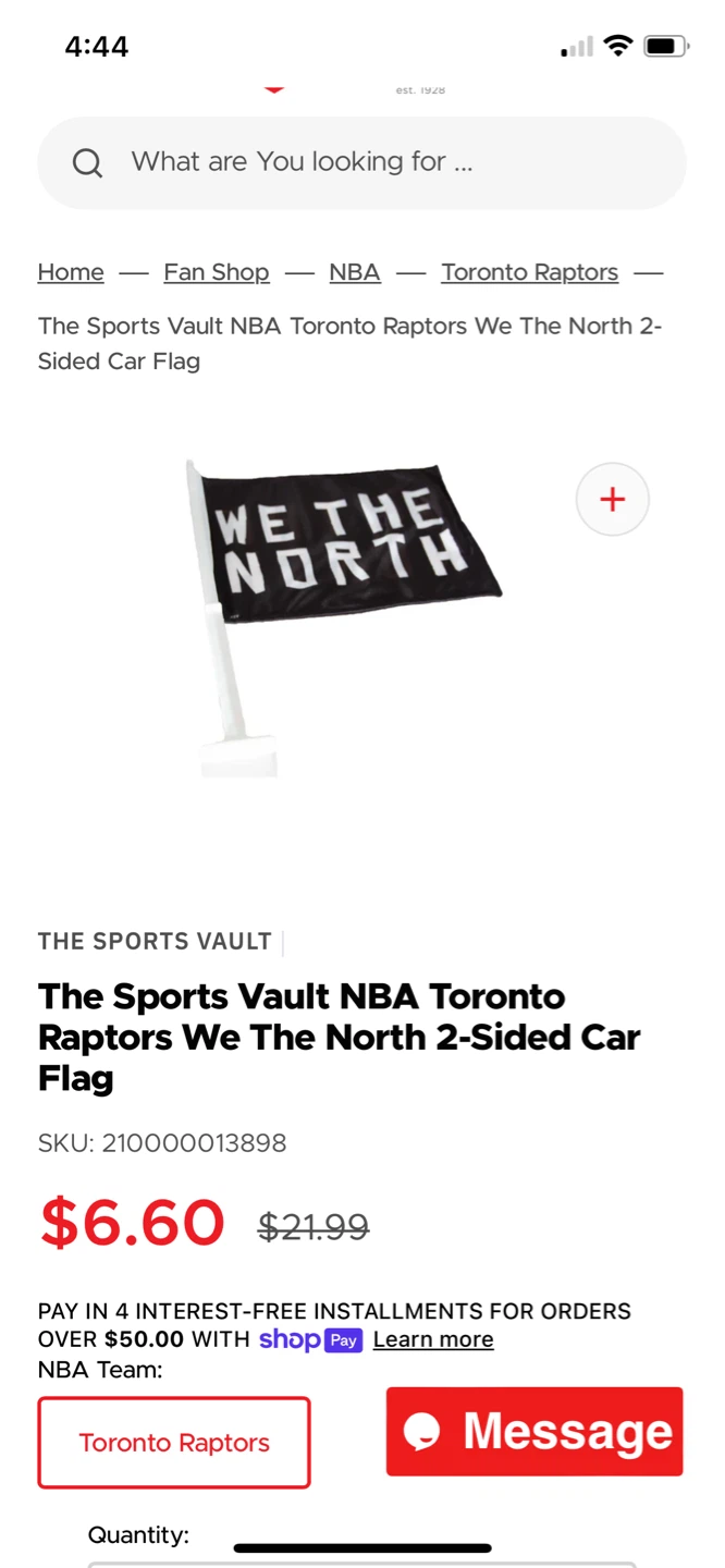 The Sports Vault Toronto Raptors We The North Car Flag