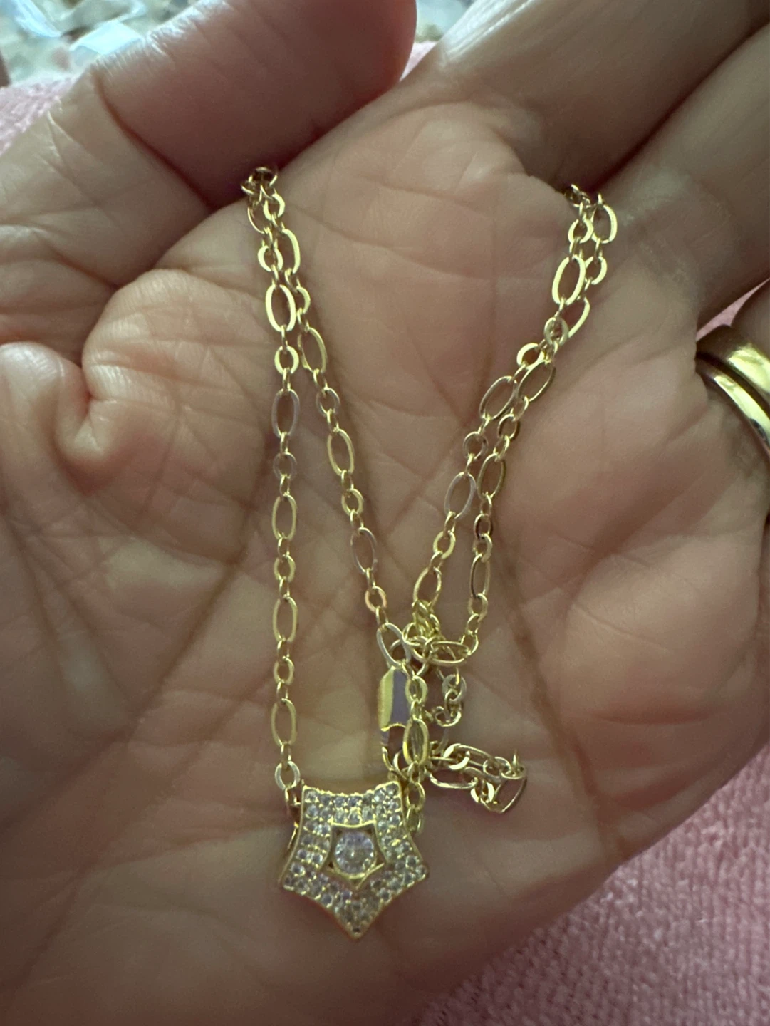 Gold Star Pendant Necklace with Clear Stones