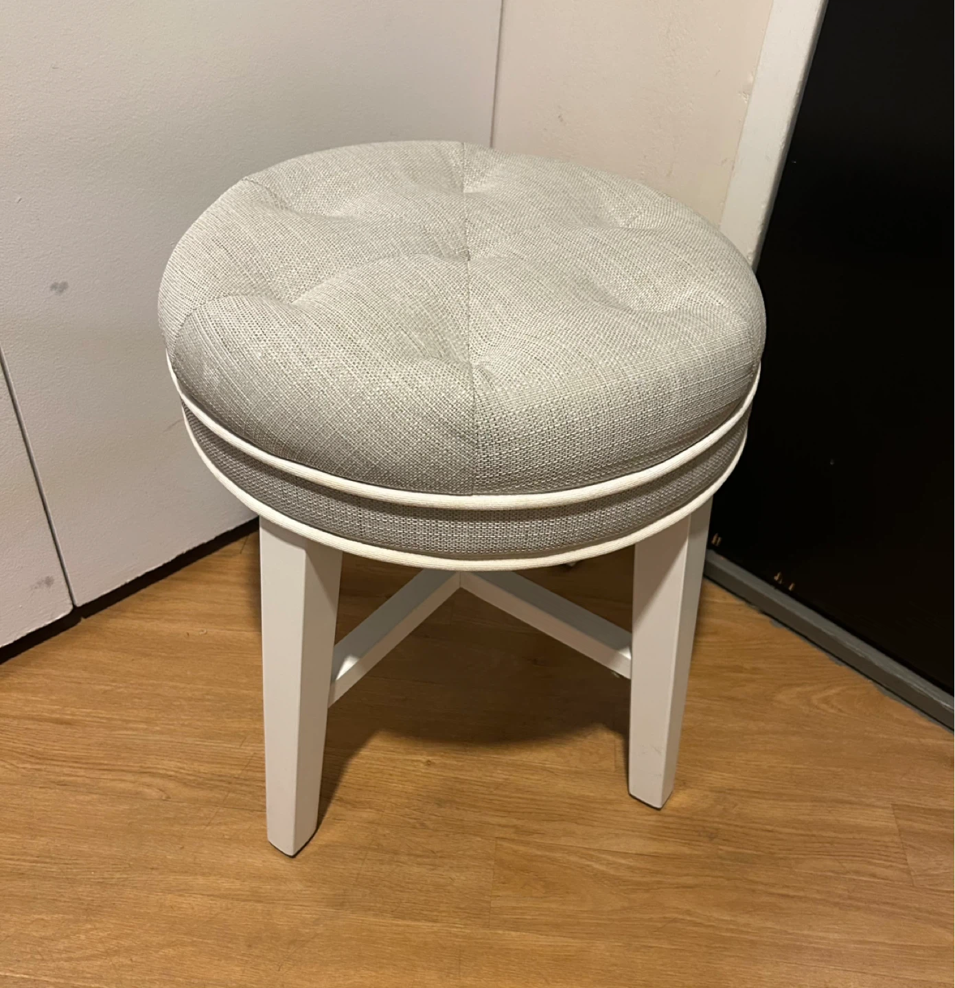 Gray Linen Vanity Stool