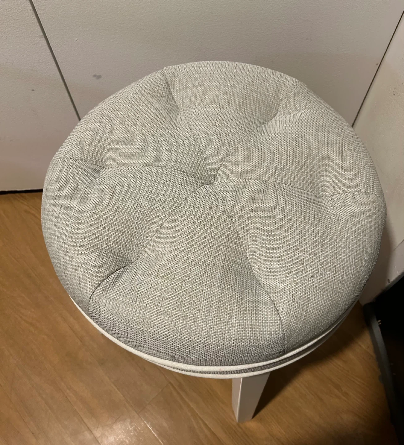 Gray Linen Vanity Stool - photo 2