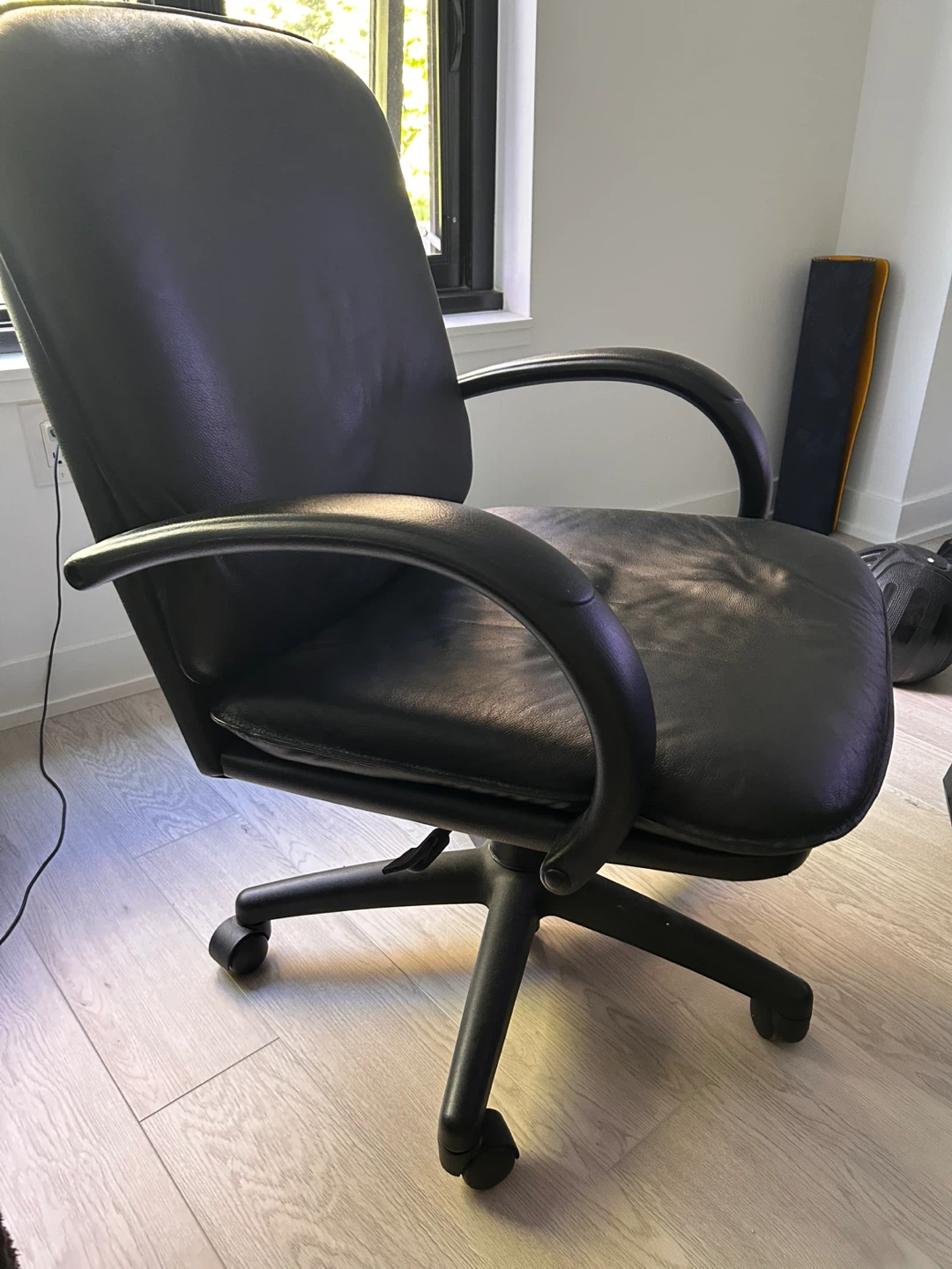 Black Faux-Leather Office Chair