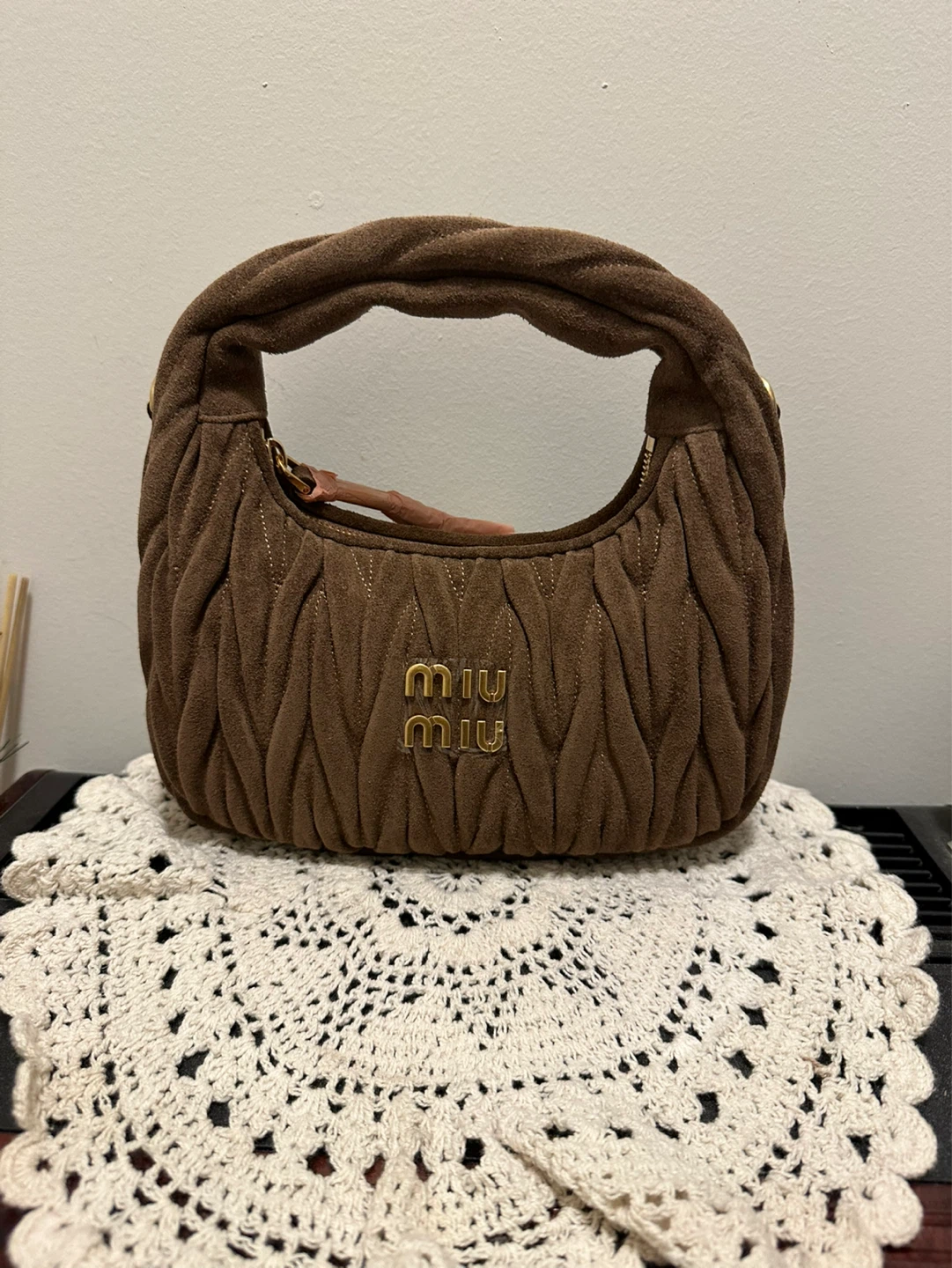 Miu Miu Ruched Suede Hobo Bag - photo 2