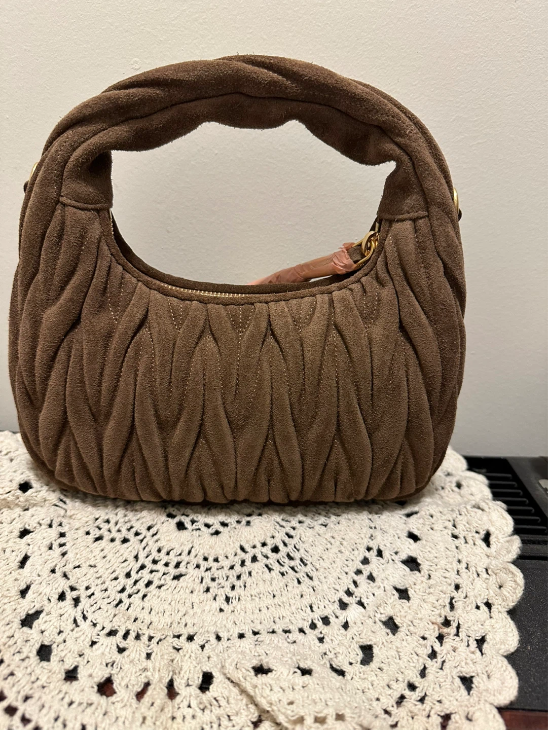 Miu Miu Ruched Suede Hobo Bag - photo 3
