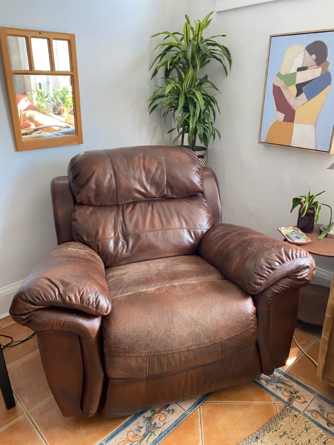 Italian Leather Recliner Armchair