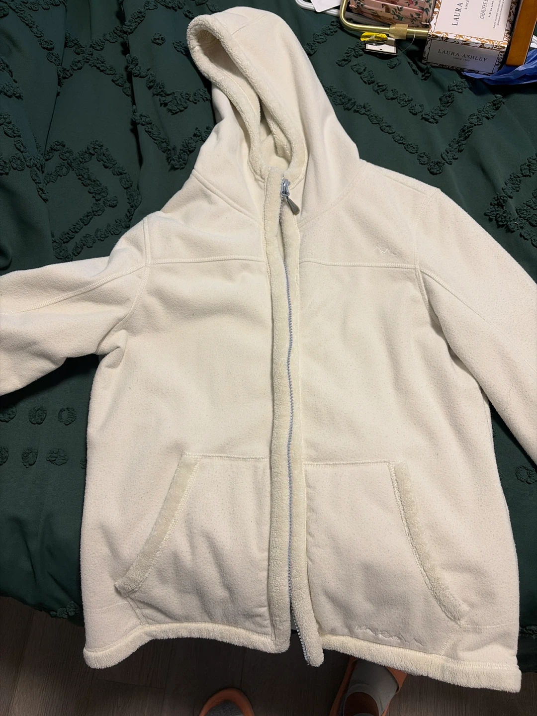 Cream Fleece Zip-Up Hoodie