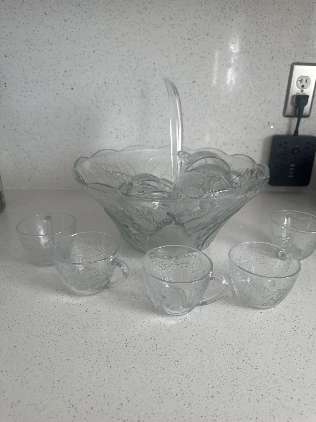 Glass Punch Bowl Set with Cups - photo 3