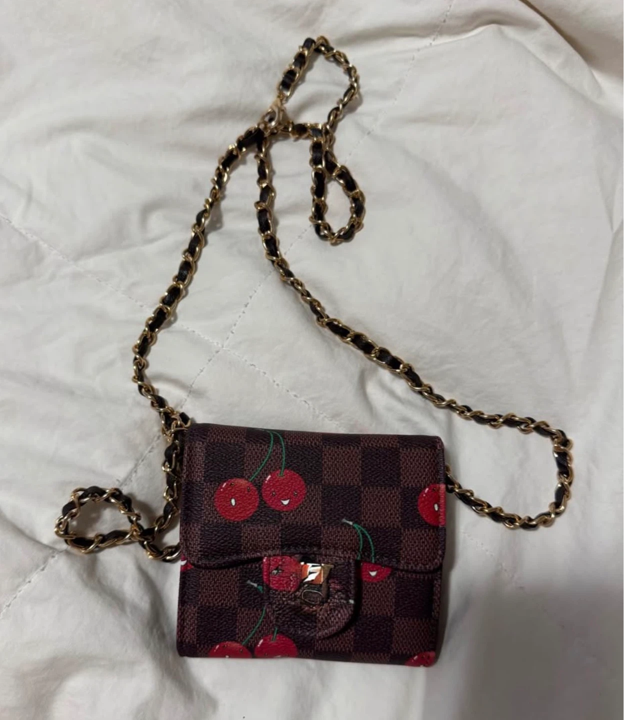 Cherry Print Chain Bag