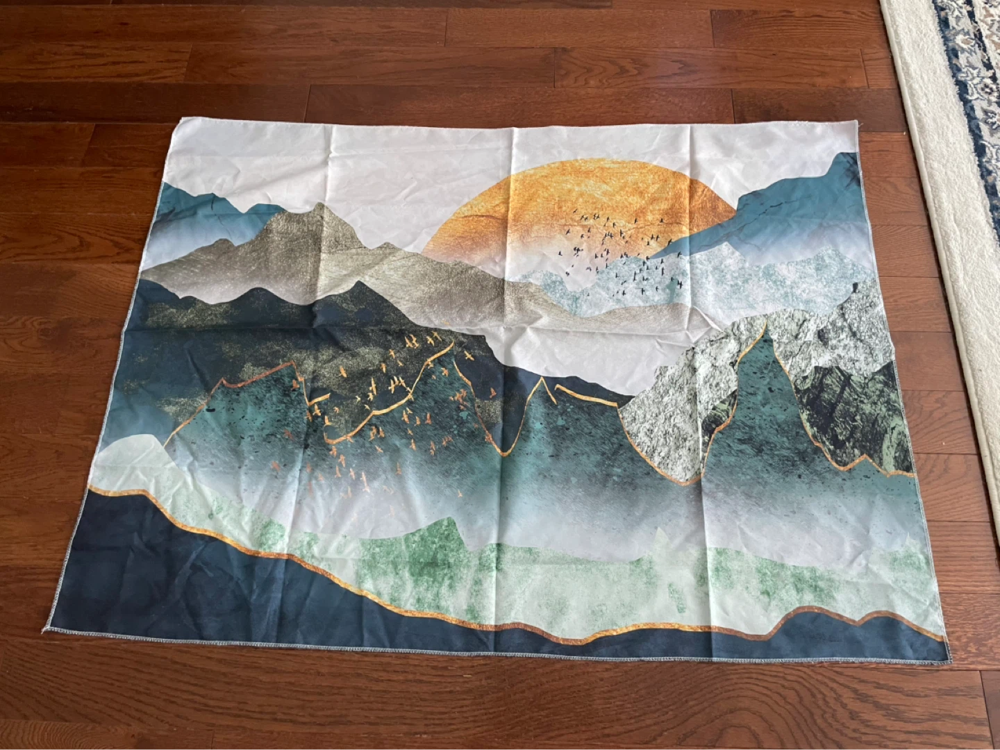 Mountain and Sun Cloth Tapestry Wall Hanging