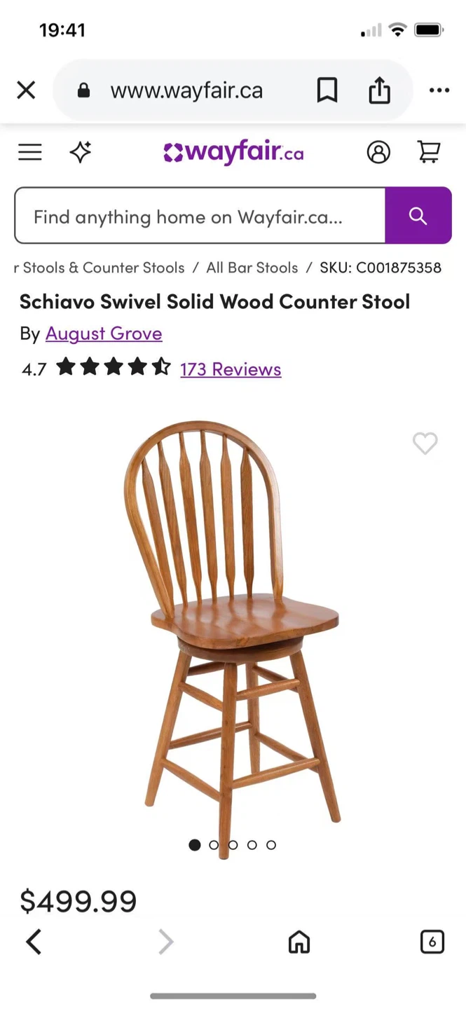 August Grove Schiavo Swivel Solid Wood Counter Stool