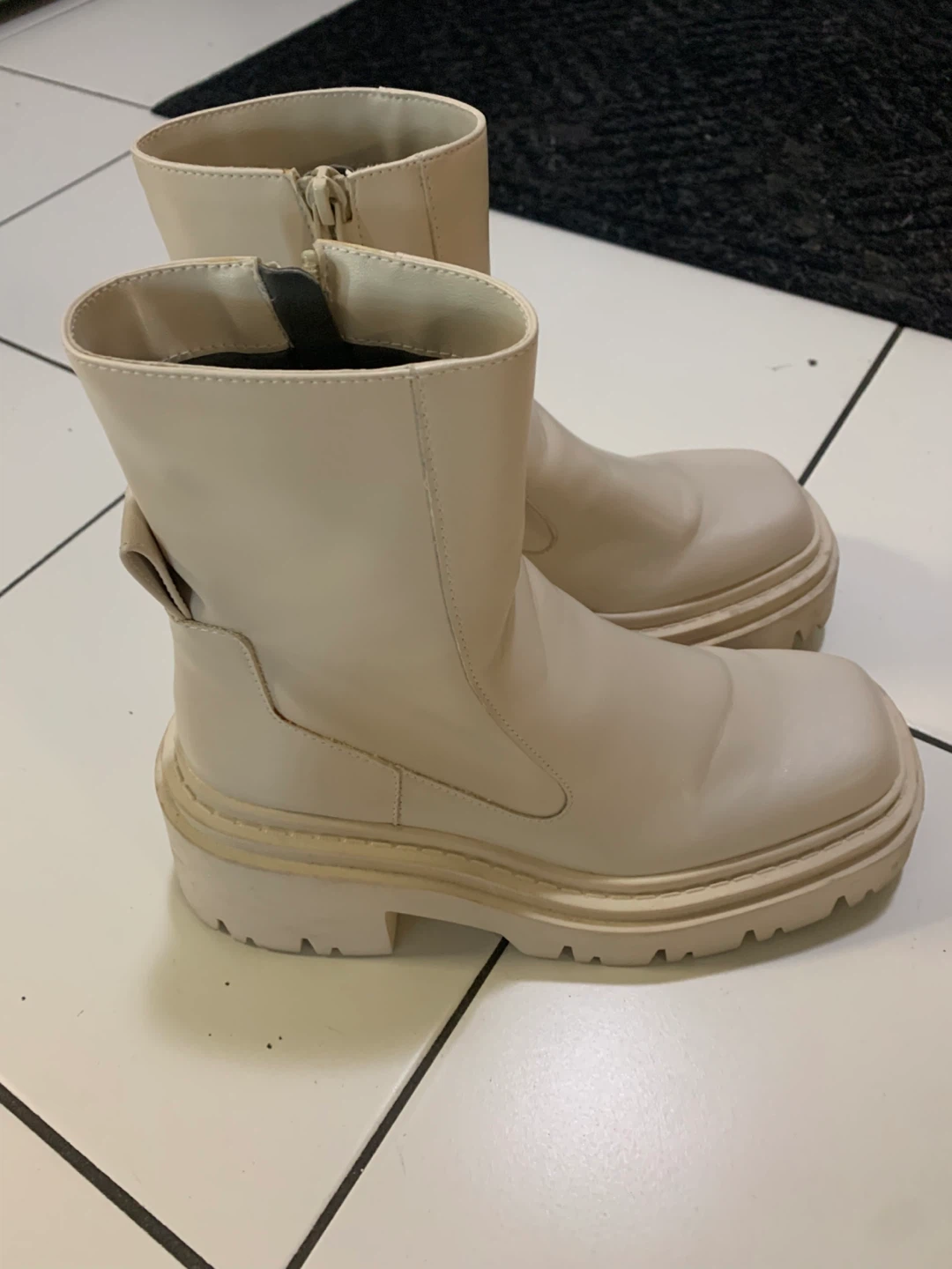 Cream Platform Ankle Boots - photo 2