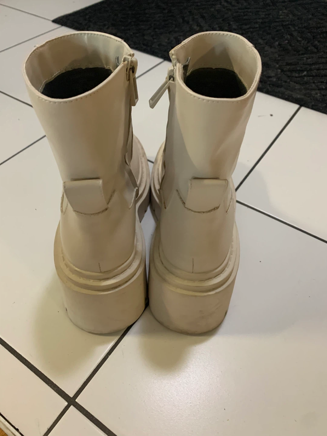 Cream Platform Ankle Boots - photo 5