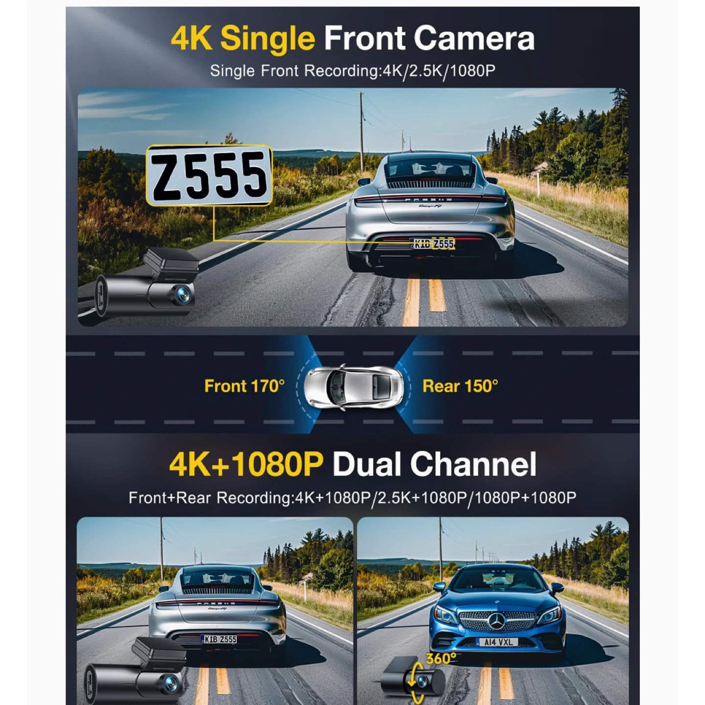 GKU D600 4K Mini Dual Dash Cam with GPS - photo 5