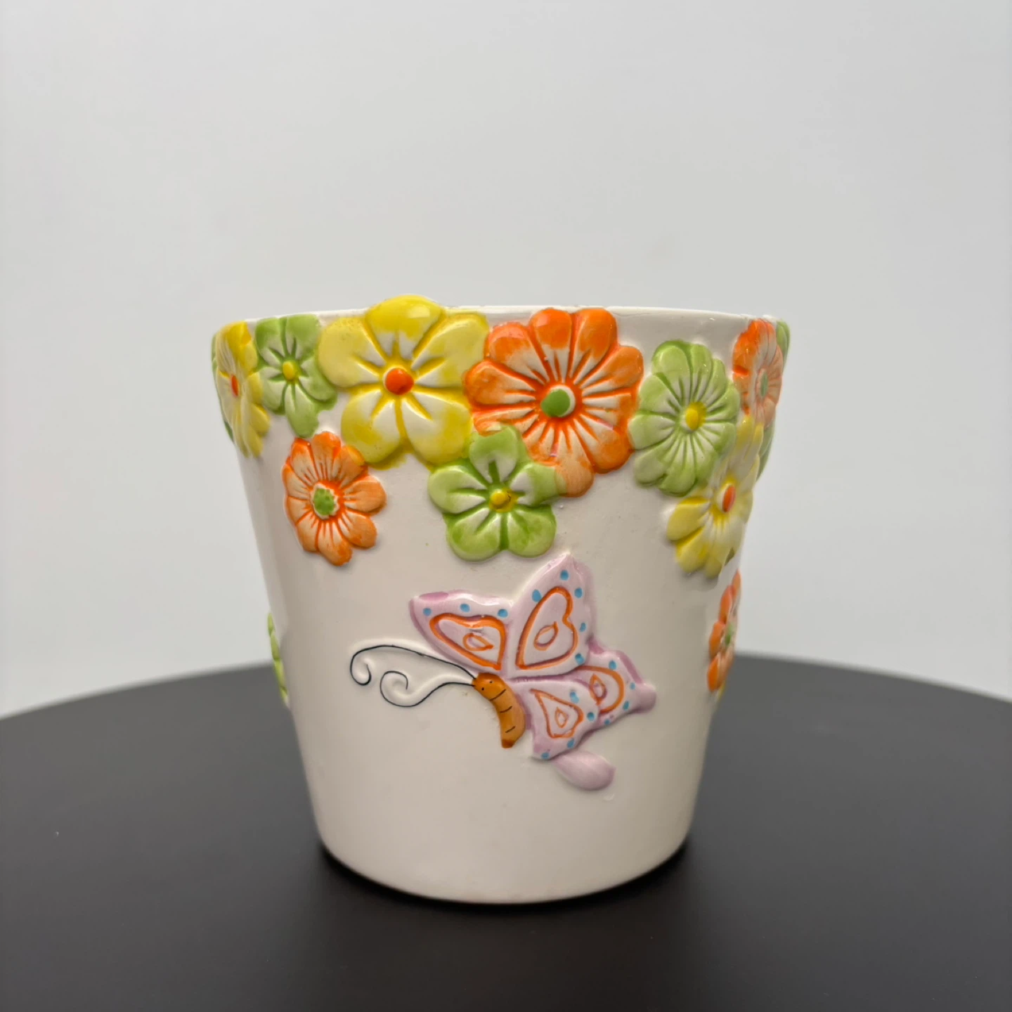 Floral Butterfly Ceramic Pot
