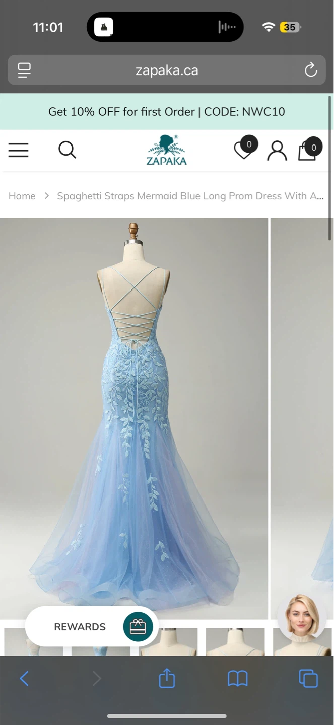 Light Blue Spaghetti Strap Mermaid Prom Dress - photo 4
