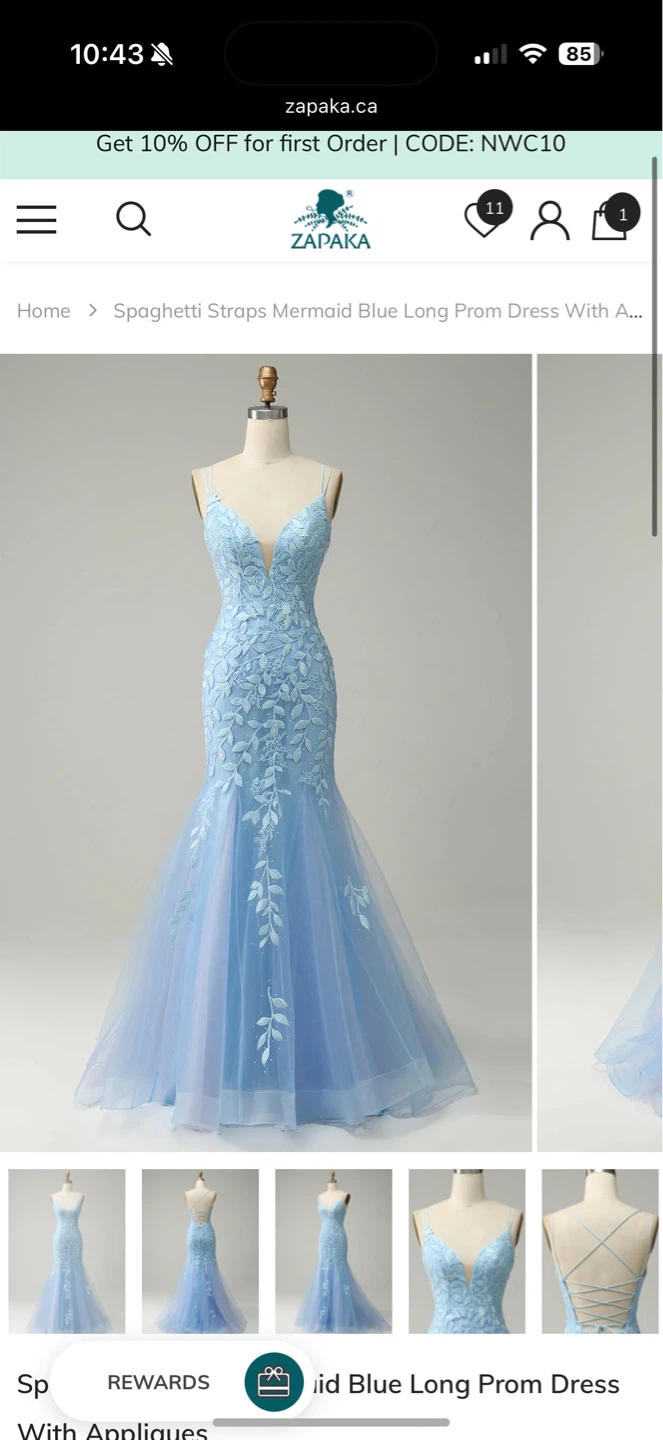 Light Blue Spaghetti Strap Mermaid Prom Dress - photo 3
