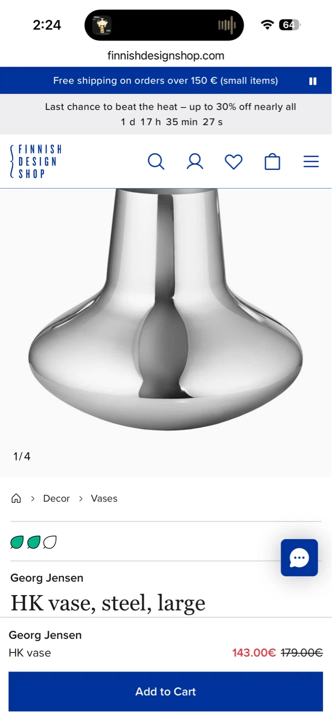 Georg Jensen HK Vase, Steel, Large