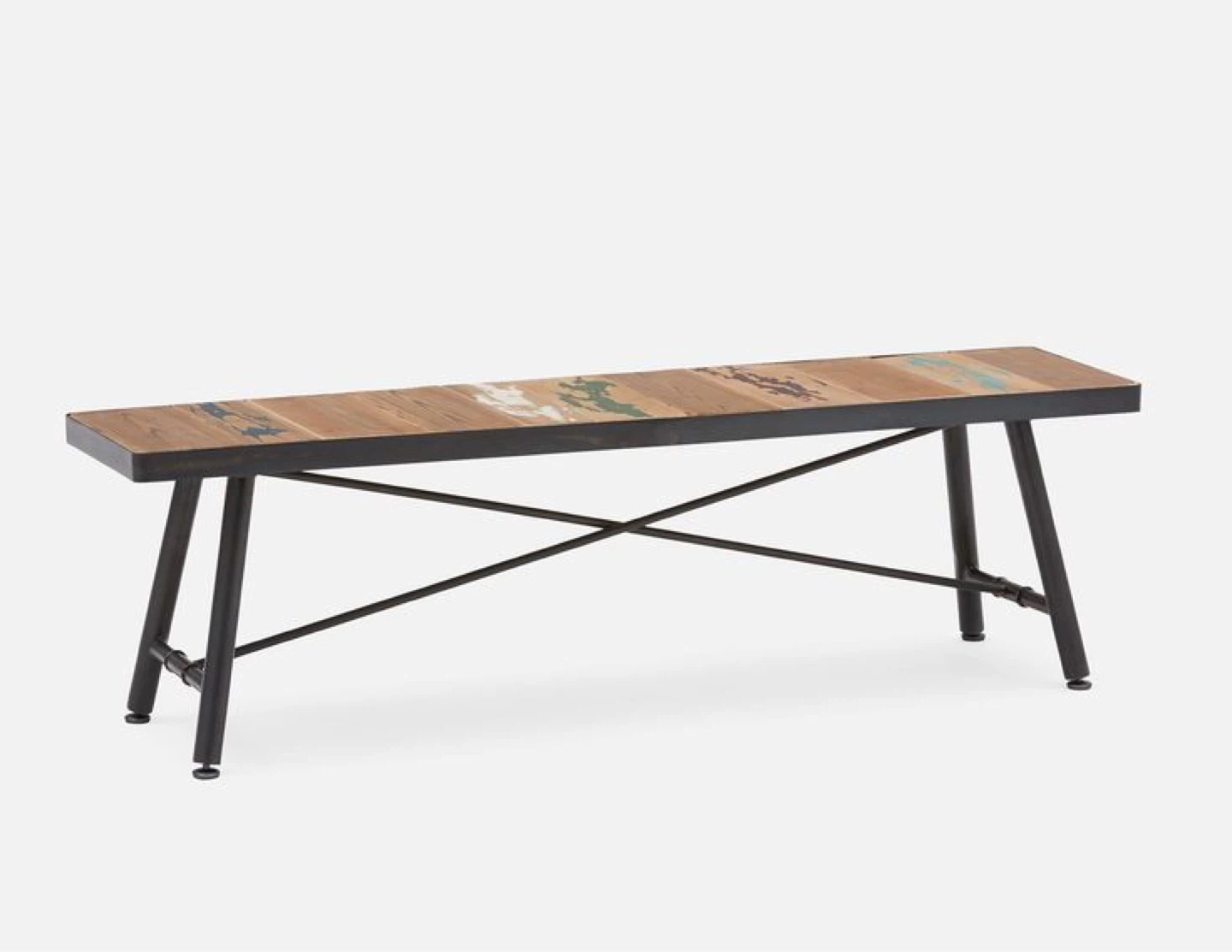 Structube Molteno Rustic Fir Wood and Metal Bench