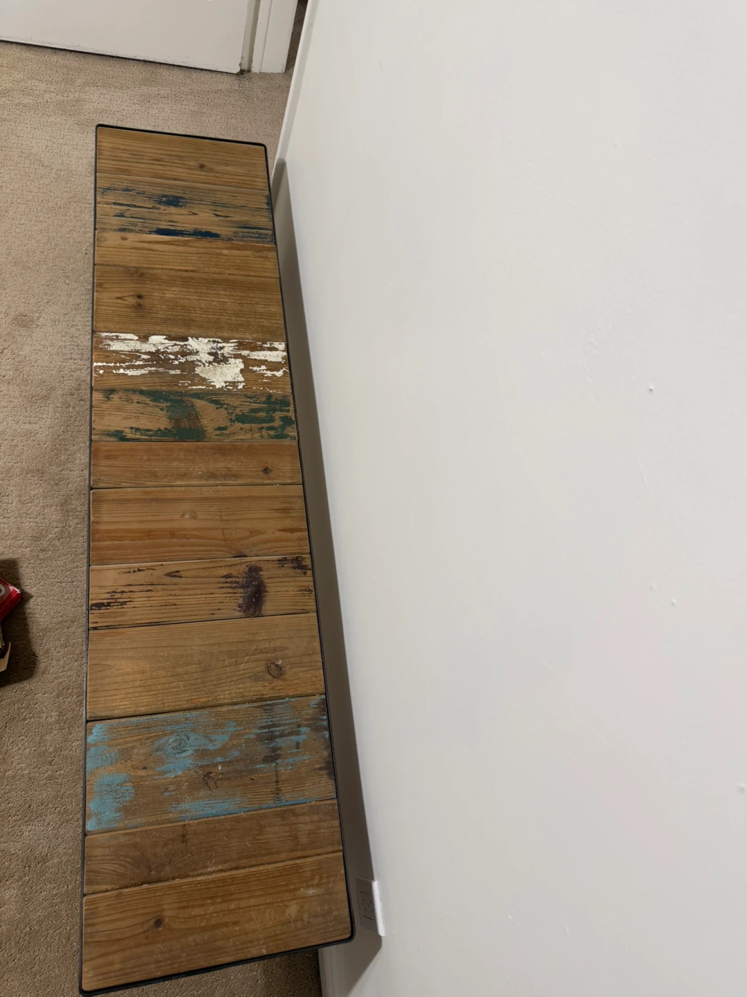 Structube Molteno Rustic Fir Wood and Metal Bench - photo 2