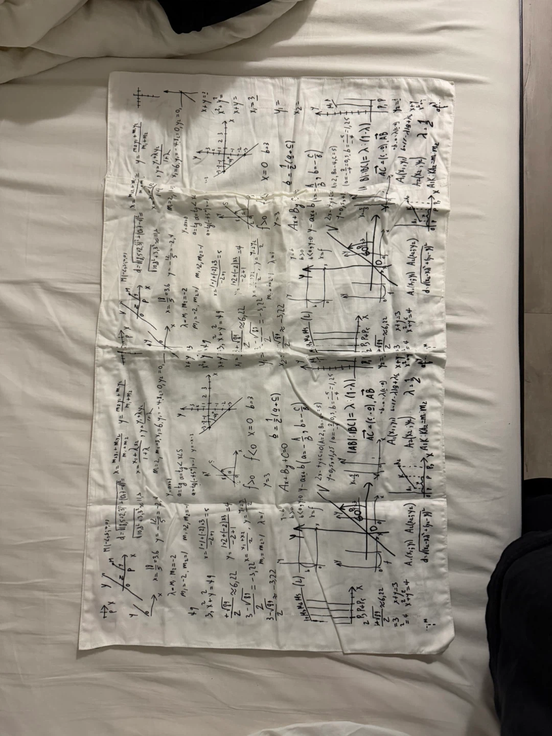 White Pillowcase with Math Formulas