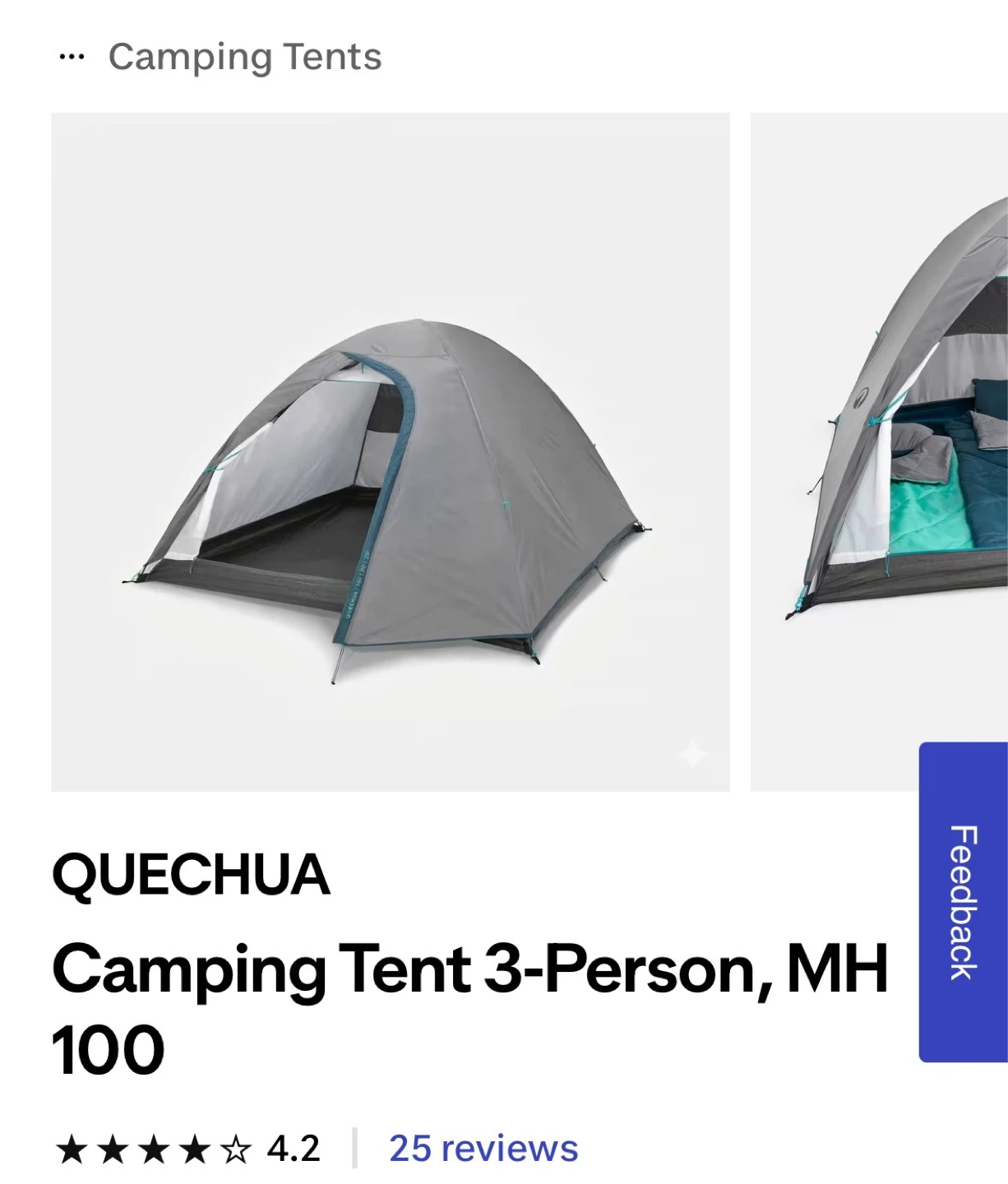 Quechua Camping Tent 3-Person MH100