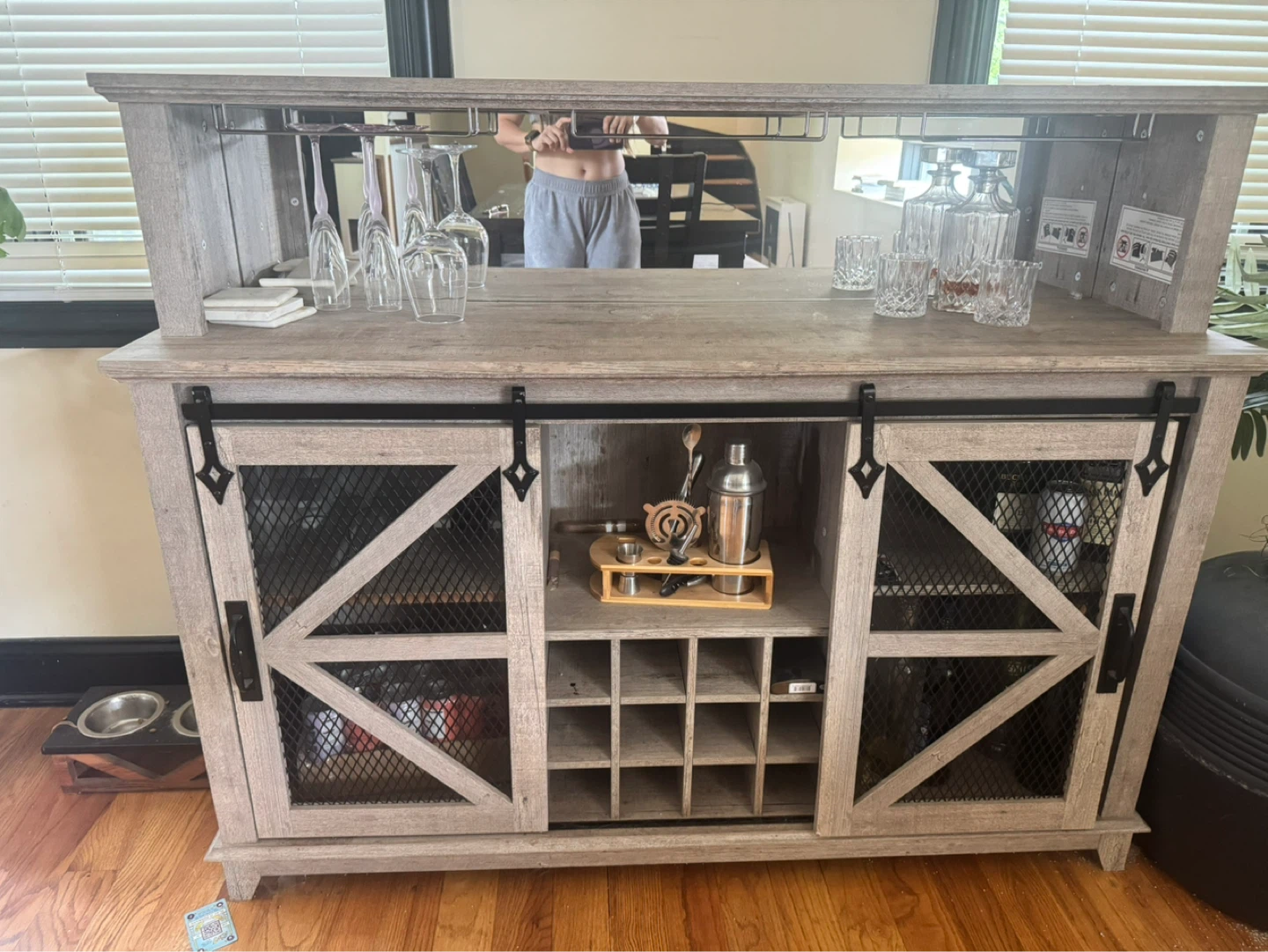 Rustic Farmhouse Style Bar Cabinet with Wine Rack - photo 2