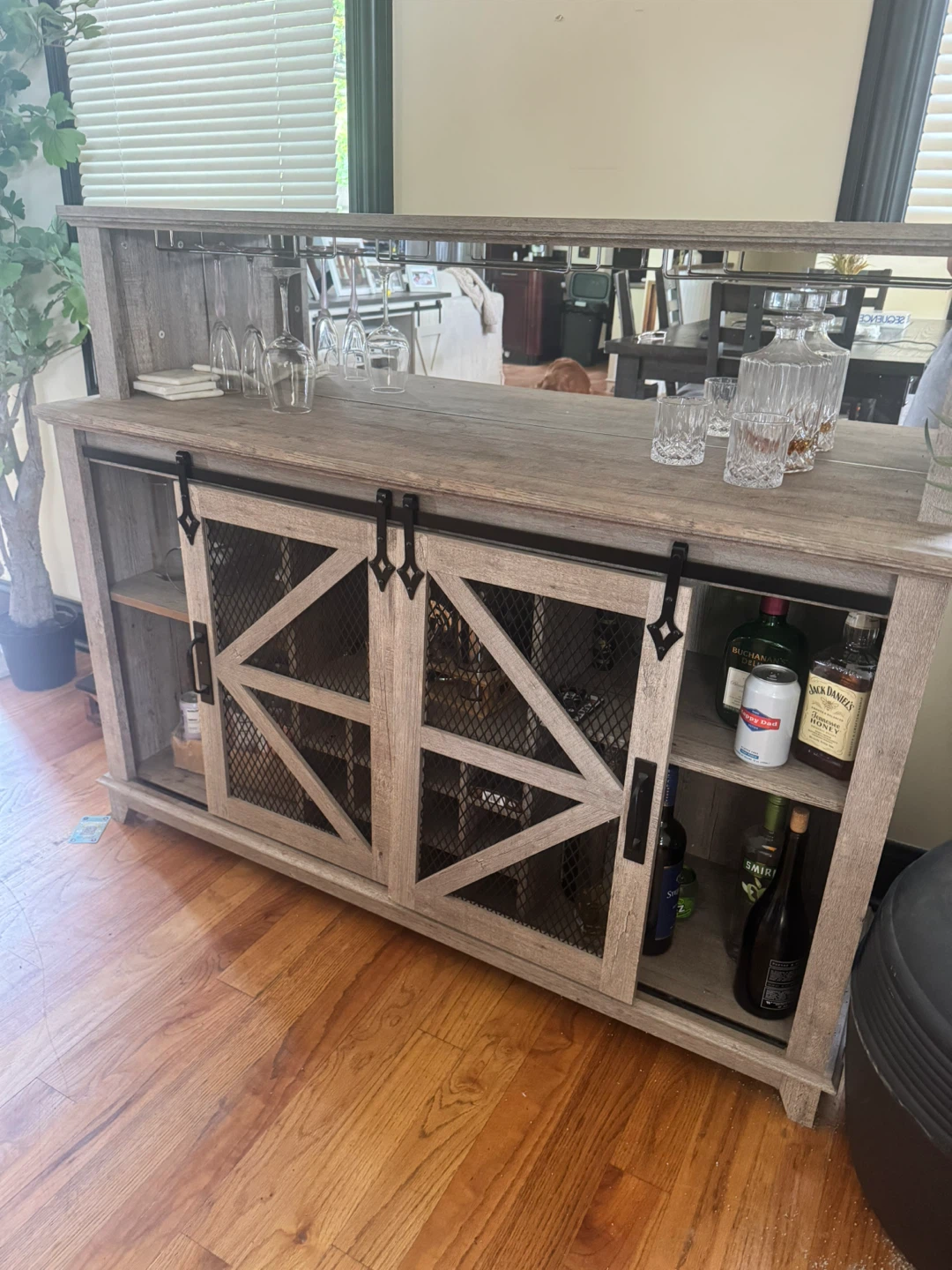 Rustic Farmhouse Style Bar Cabinet with Wine Rack - photo 4