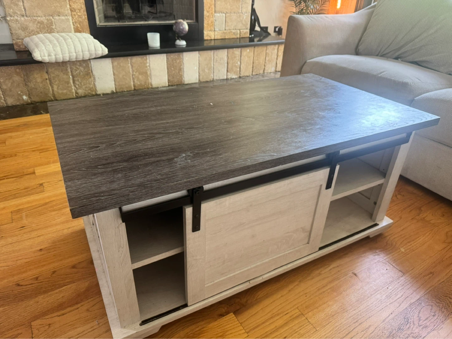 Farmhouse Sliding Barn Door Coffee Table