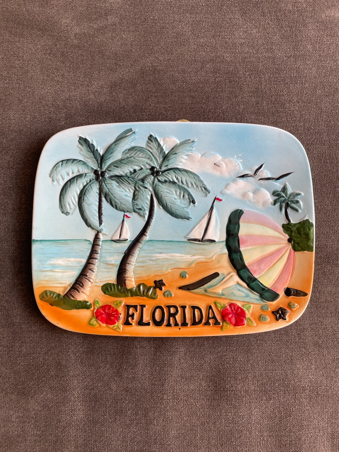 Vintage Florida Themed Decorative Plate