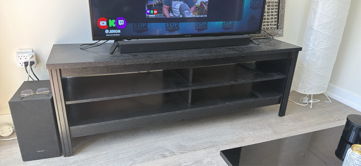 Black TV Stand with Shelves