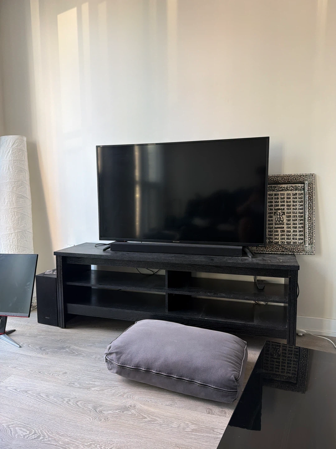 Black TV Stand with Shelves - photo 2