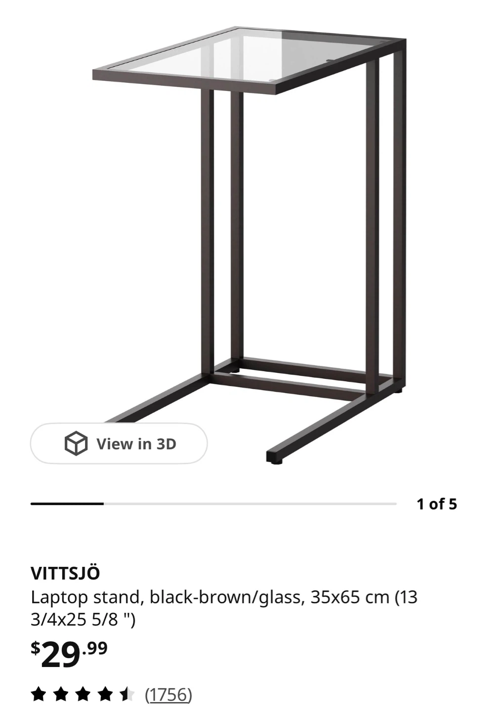 IKEA VITTSJÖ Laptop Stand - Black/Glass, end table, coffee table