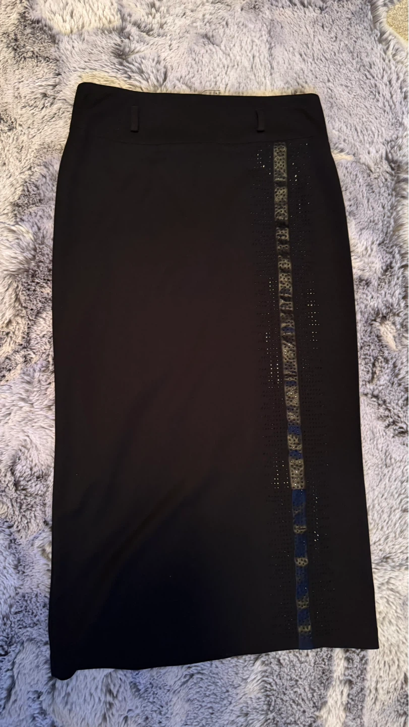 LABABEDI Black Pencil Skirt with Embellishment - Size 38