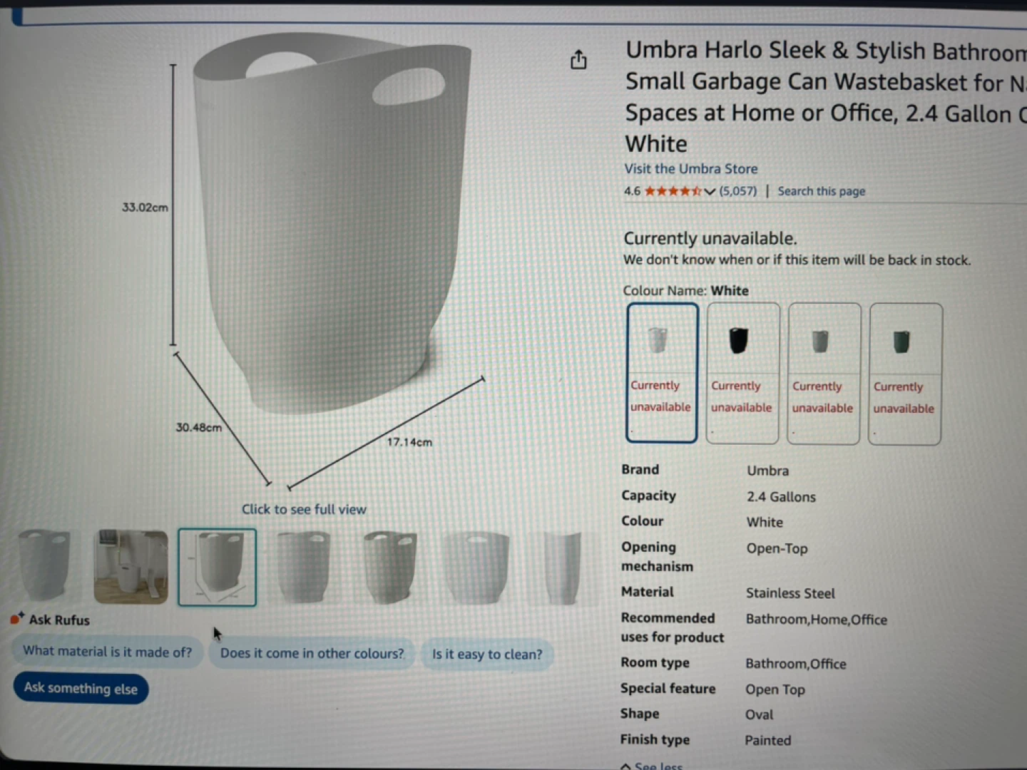 Moving 6/19) 3 Umbra Harlo White Wastebaskets - photo 2