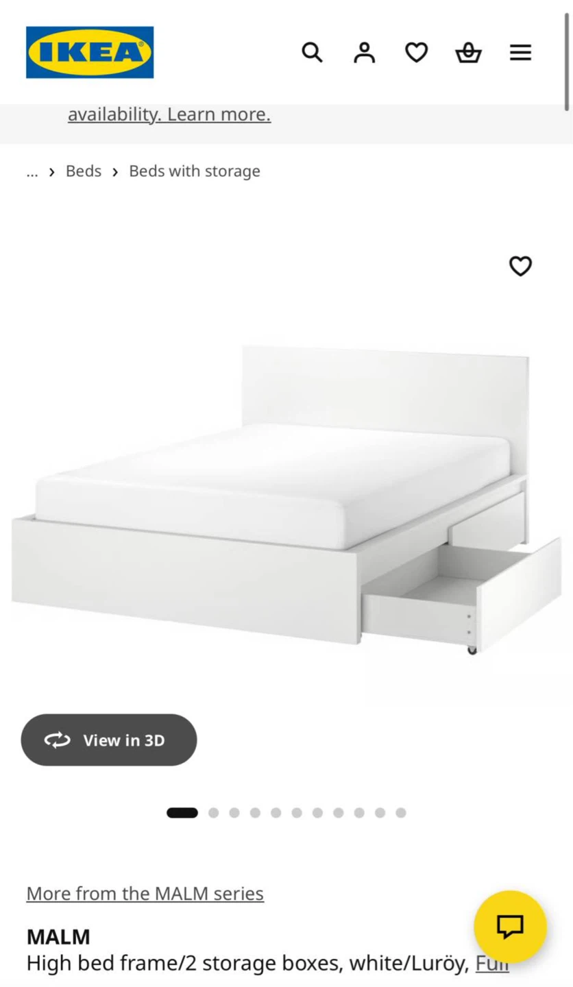 IKEA MALM High King bed frame with storage boxes