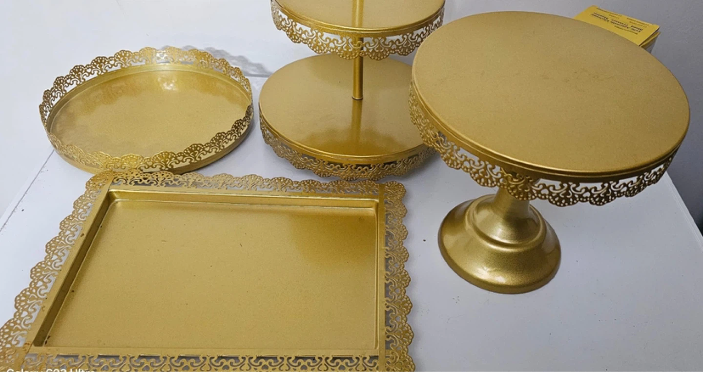 Gold Metal Cake Stand Set