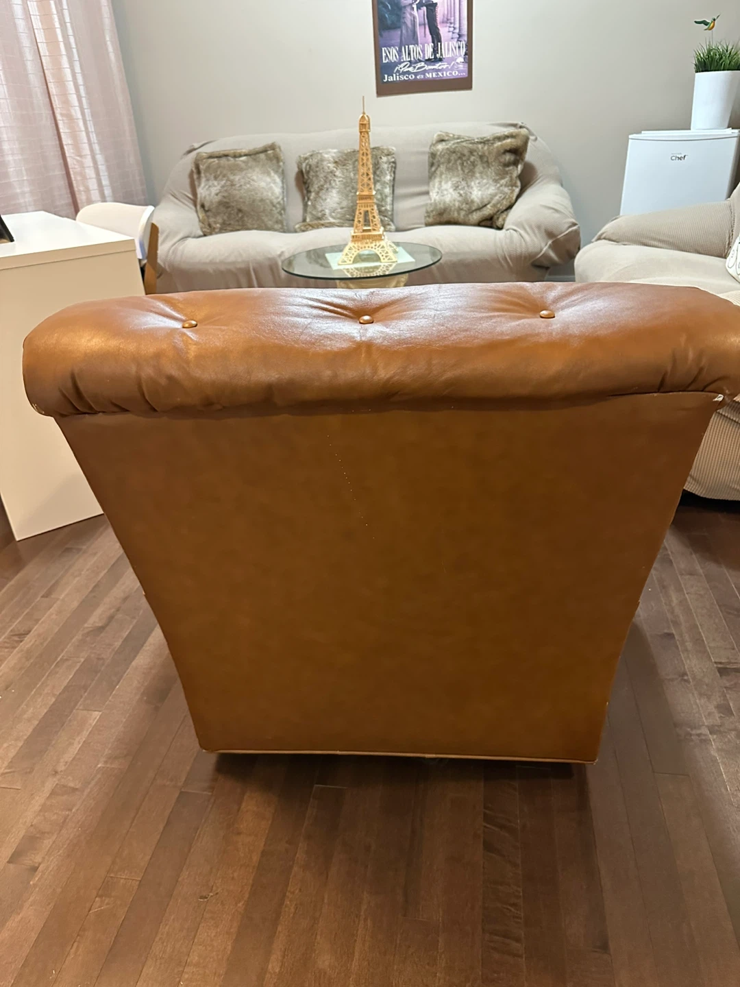 Tan Leather Armchair and Ottoman Set - photo 2