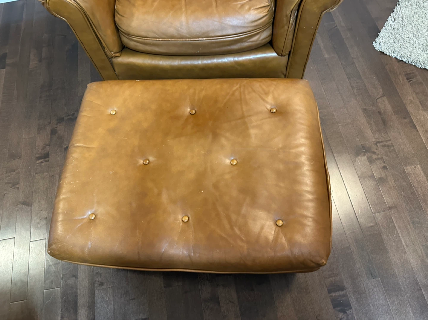 Tan Leather Armchair and Ottoman Set - photo 4