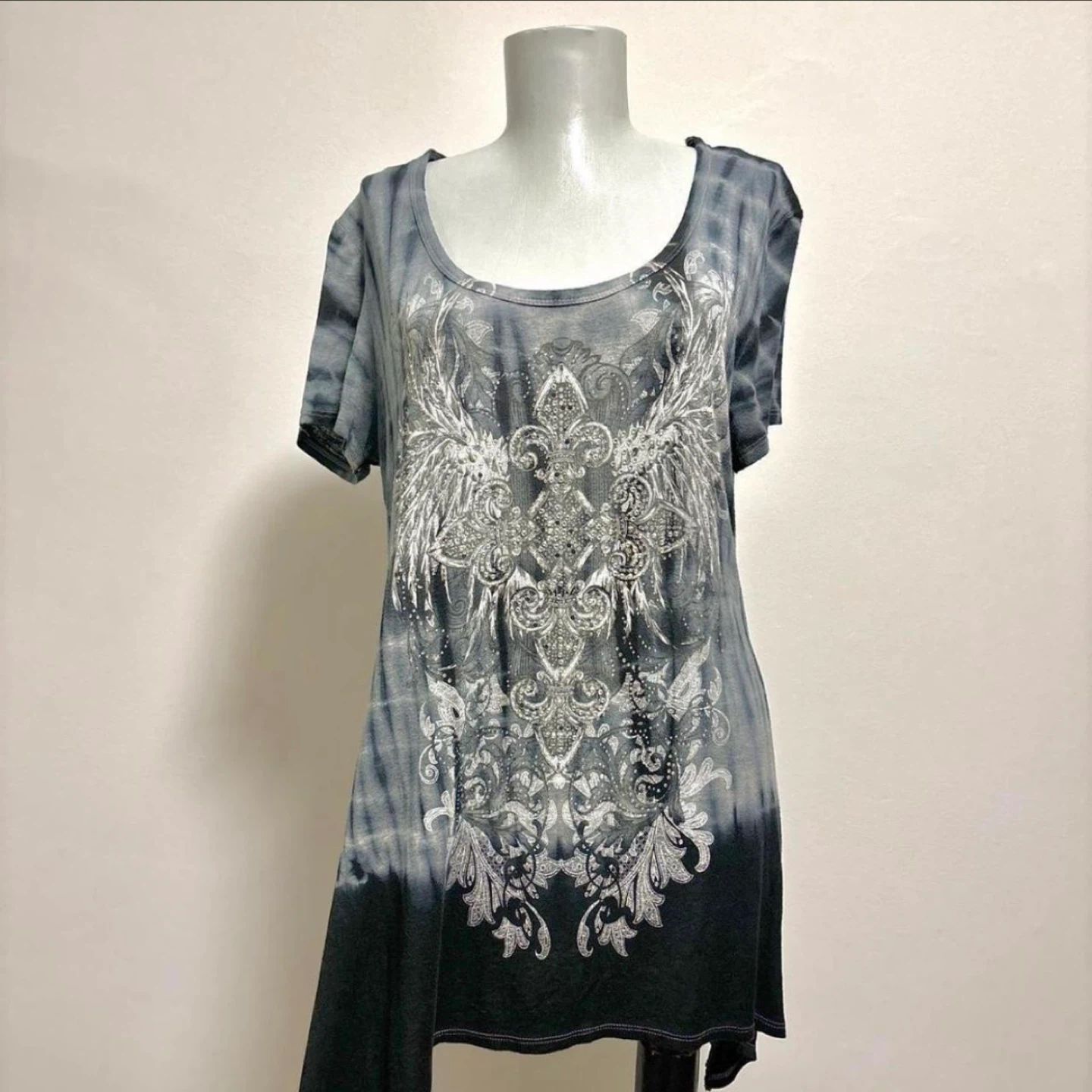 Mcbling Rhinestone Detailed Angel Wing Top