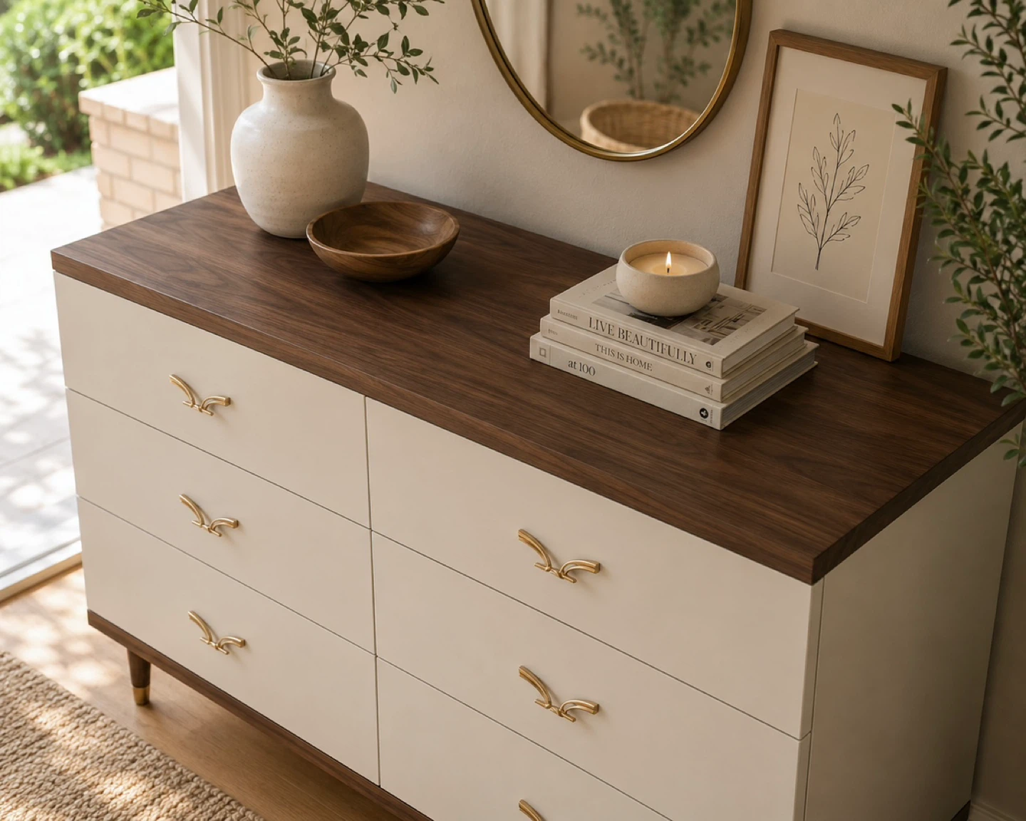✨ Walnut & Taupe 6 Drawer Dresser ✨ - photo 3