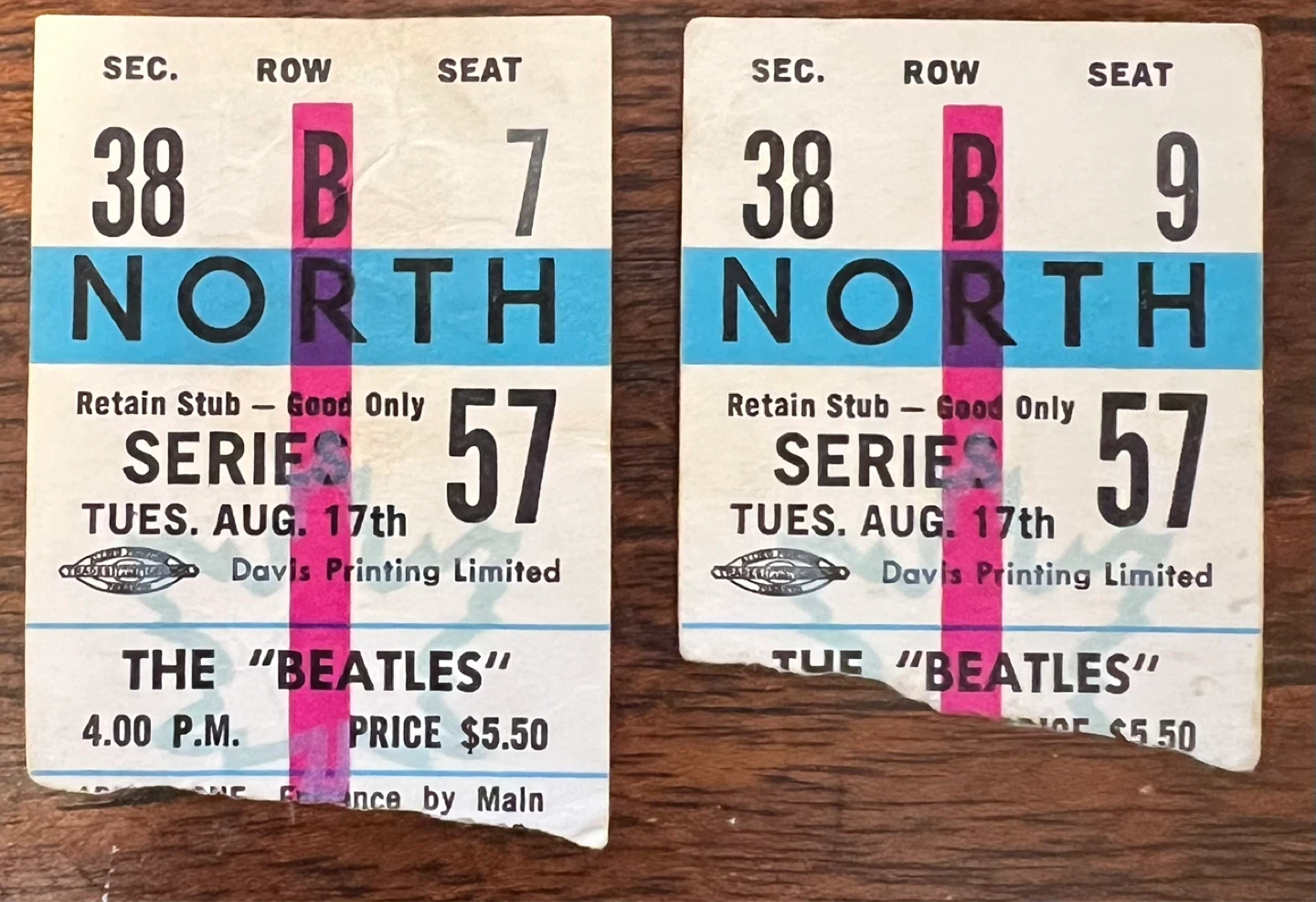 Beatles 2 Maple Leaf Gardens Ticket Stubs - August 17, 1965