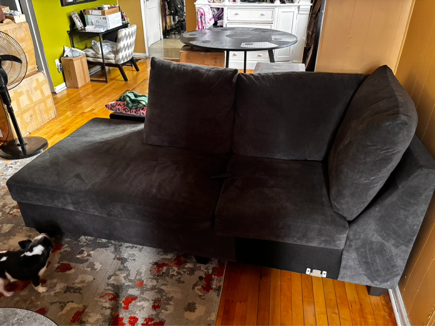 Dark Gray Sectional Sofa with Pillows - photo 2