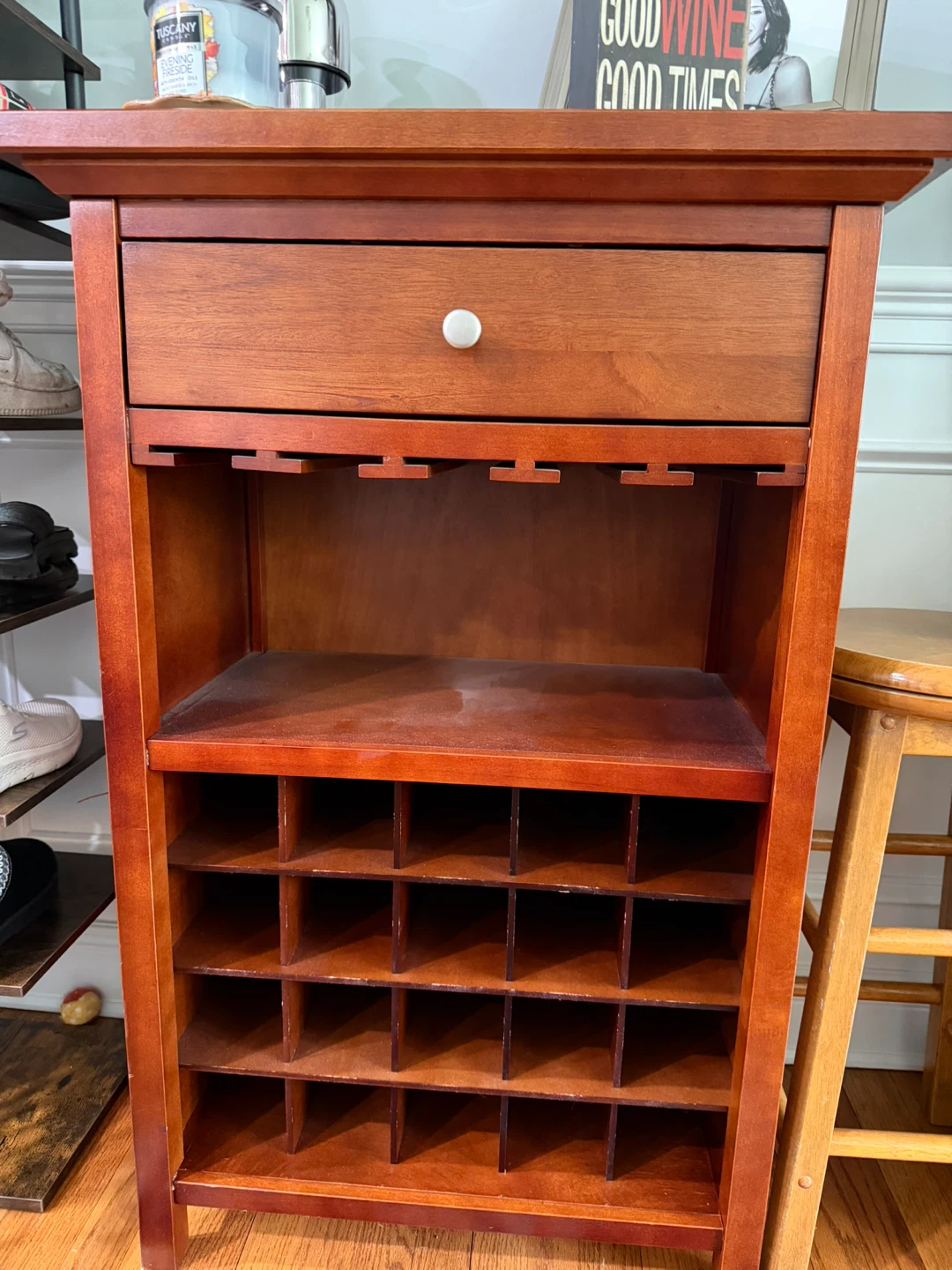 Wooden Wine Rack with Drawer