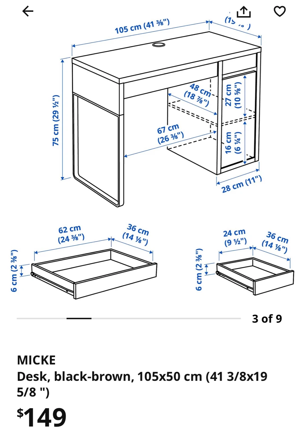 NEW Ikea MICKE Desk - Black-Brown - photo 2