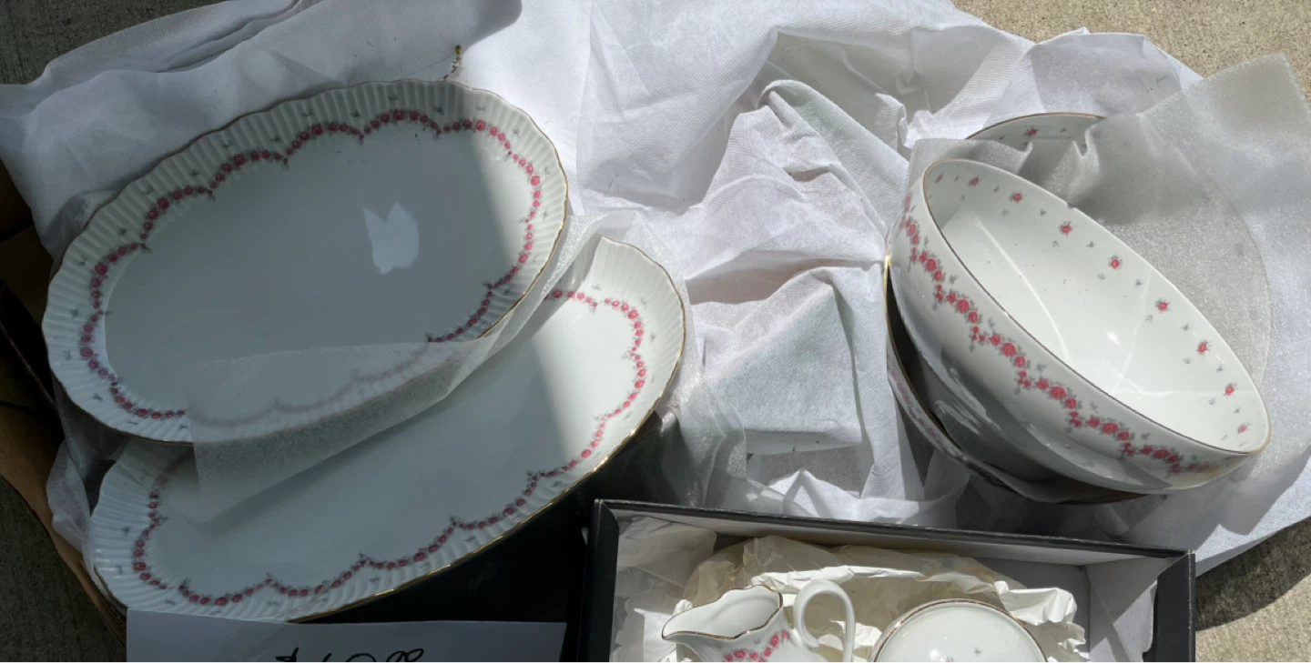 Vintage Rose Pattern Porcelain Serving Set