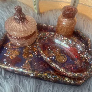 Resin Tray Set with Jar and Bowl