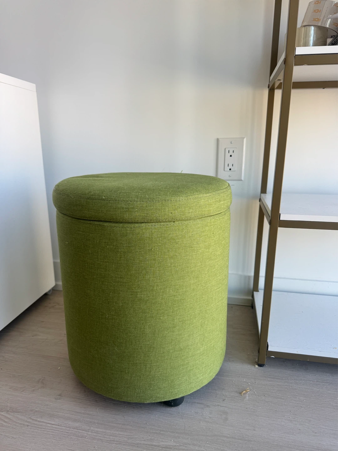 Green Round Stool Ottoman with Storage