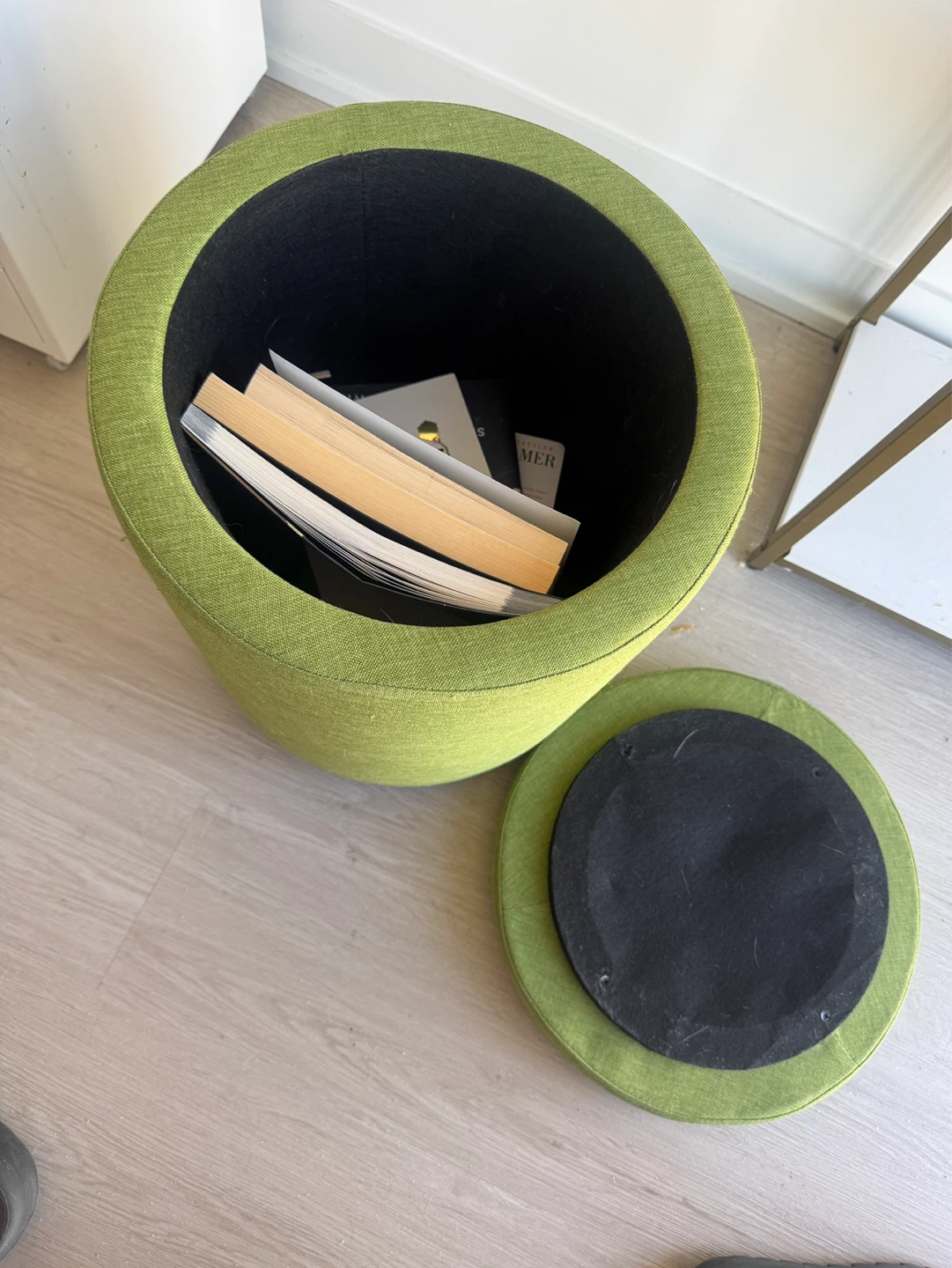 Green Round Stool Ottoman with Storage - photo 2