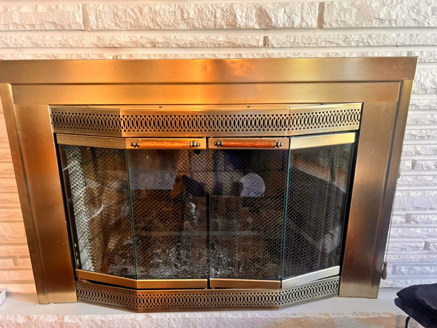 Brass Fireplace Screen with Glass Doors